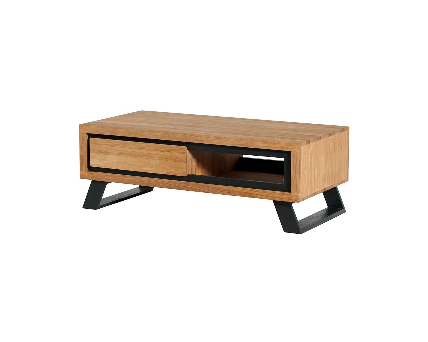 Table basse bois et noir 1 tiroir "Toly" Casita