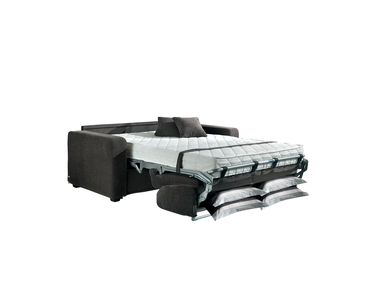 Canapé confort en velours côtelé anthracite "Torken" convertible 140x190cm