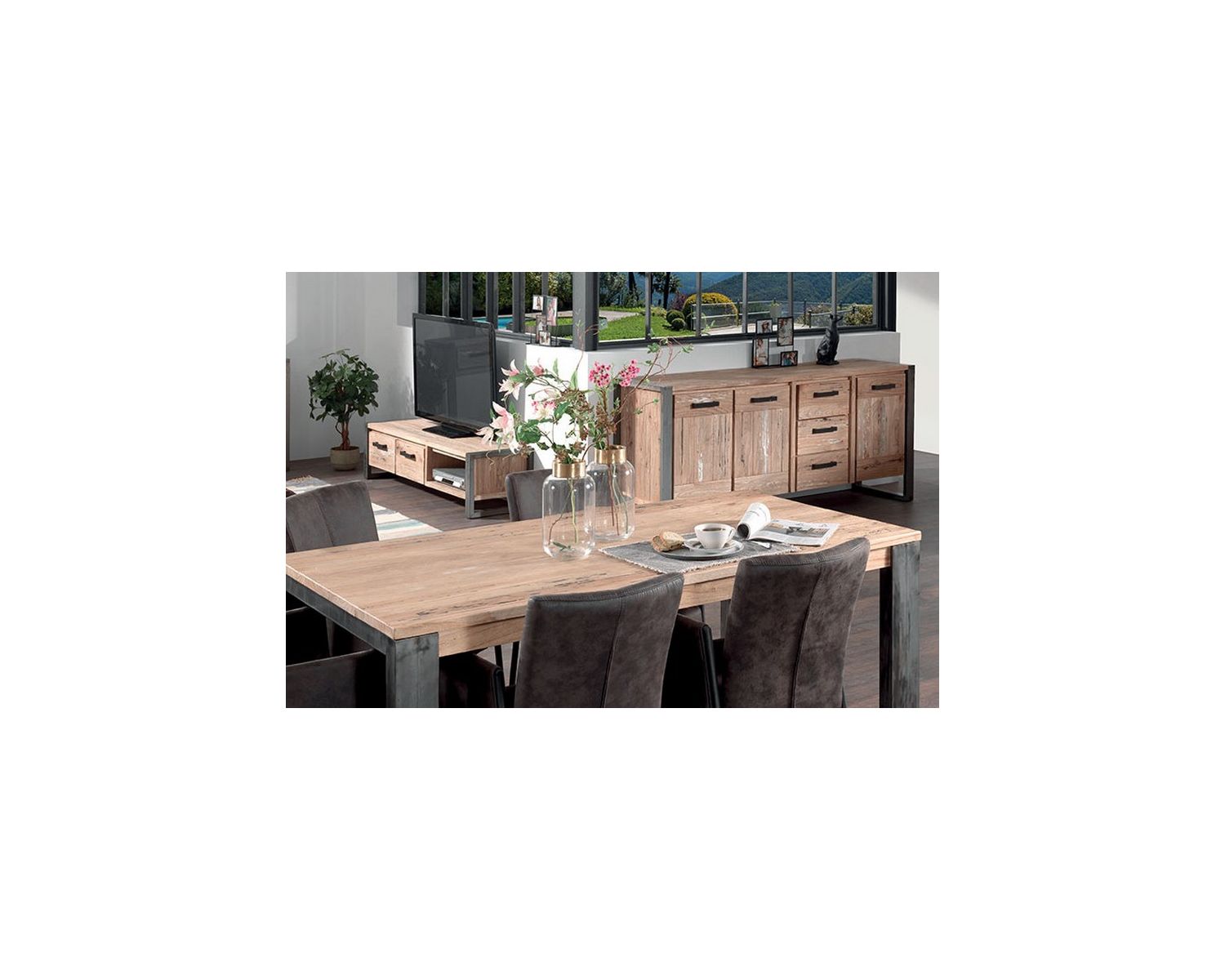 Grand buffet 3 portes en bois massif 190 cm "Toronto"
