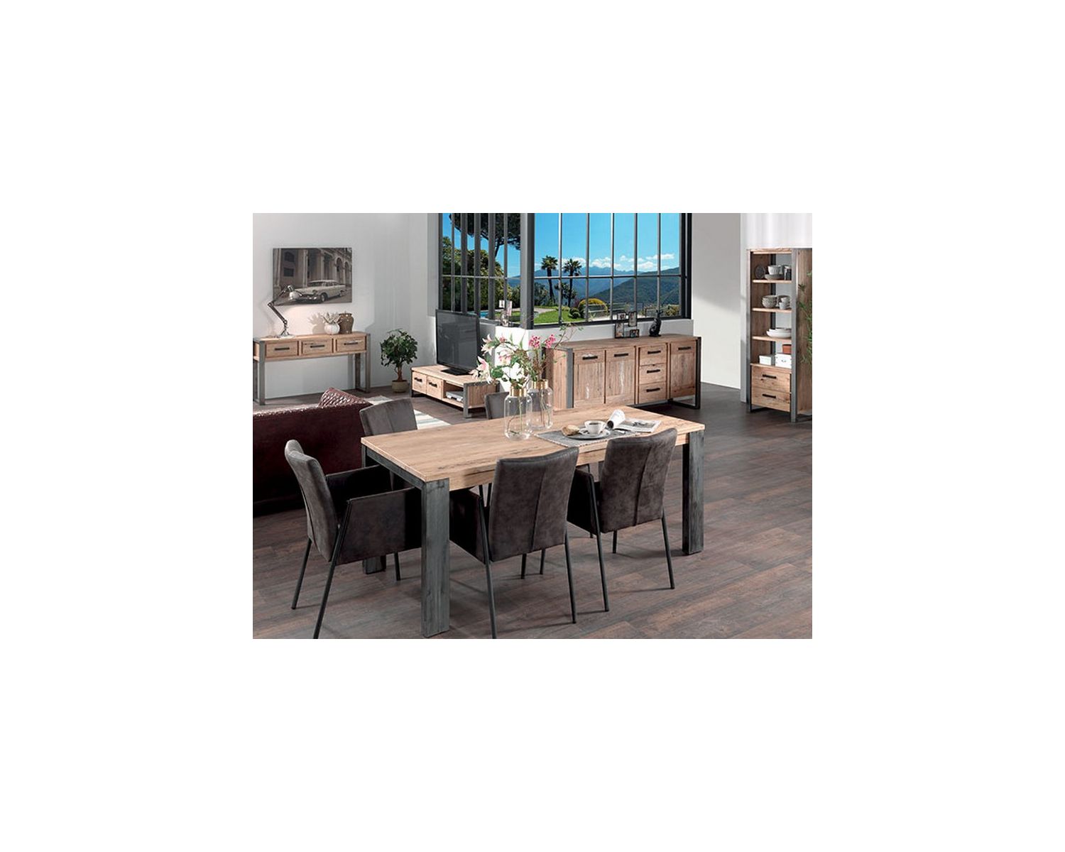Grand buffet 3 portes en bois massif 190 cm "Toronto"