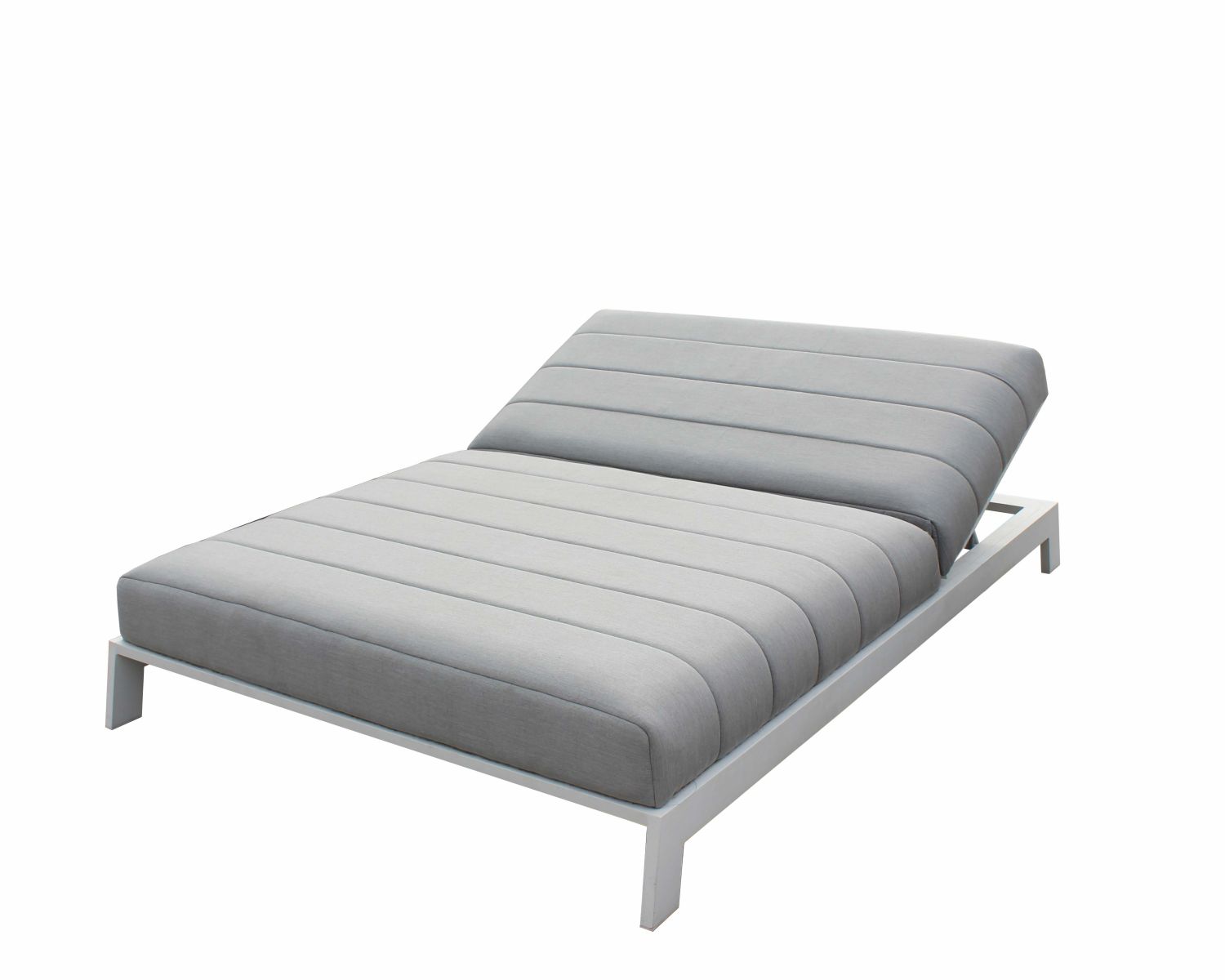 Bain de soleil double blanc et gris matelassé haut de gamme "Terrasse"