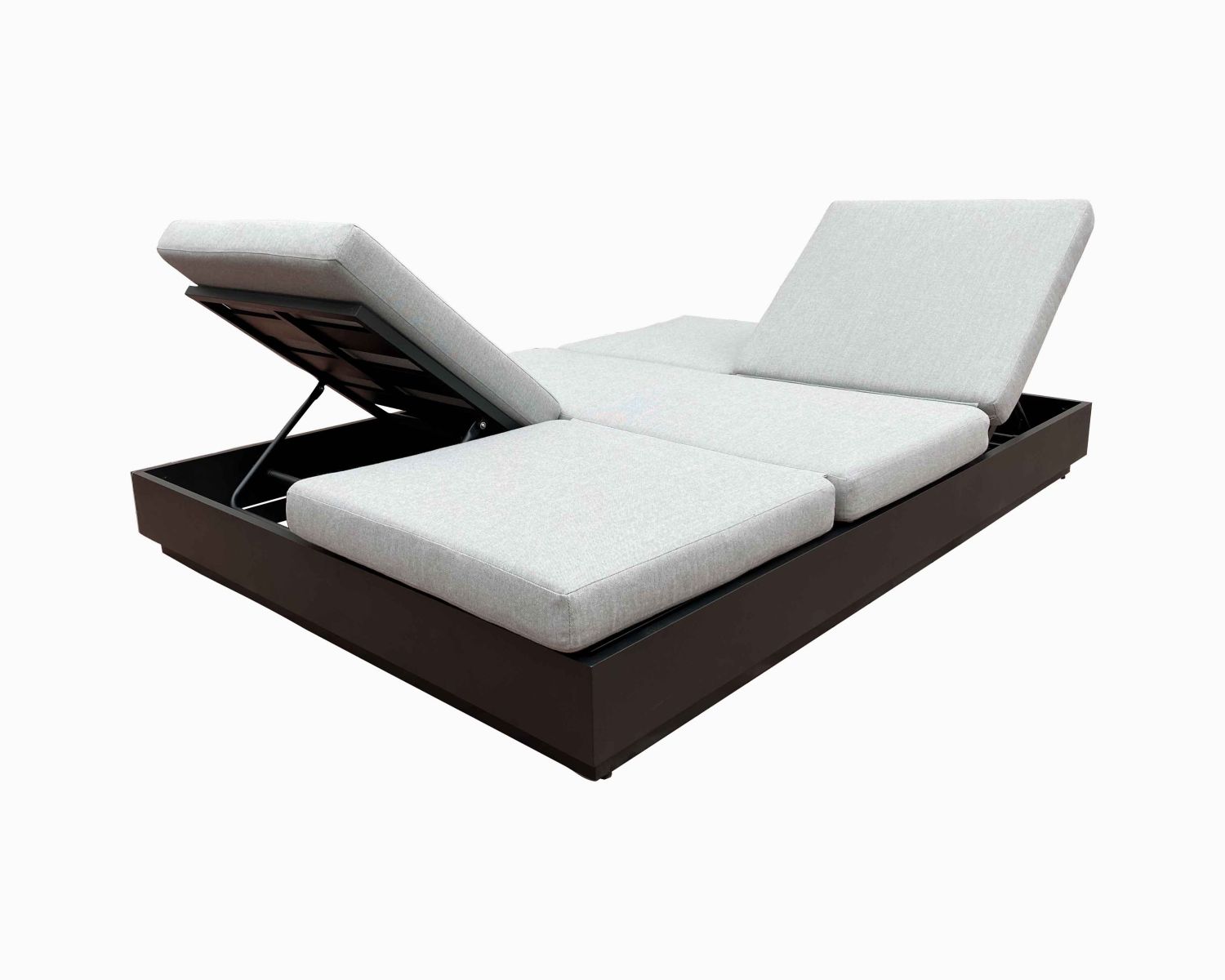 Transat de jardin 2 places tissu gris et alu anthracite "Lisboa"