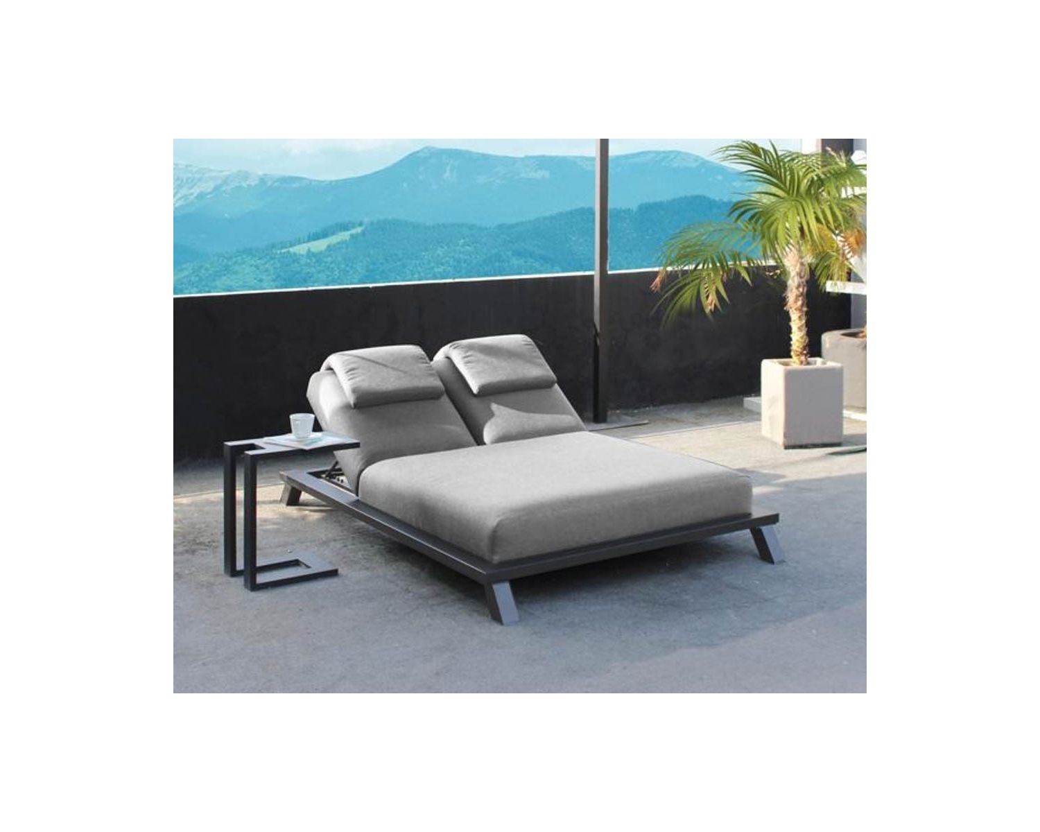 Têtière en tissu gris clair pour bains de soleil "Nusa Pedina"