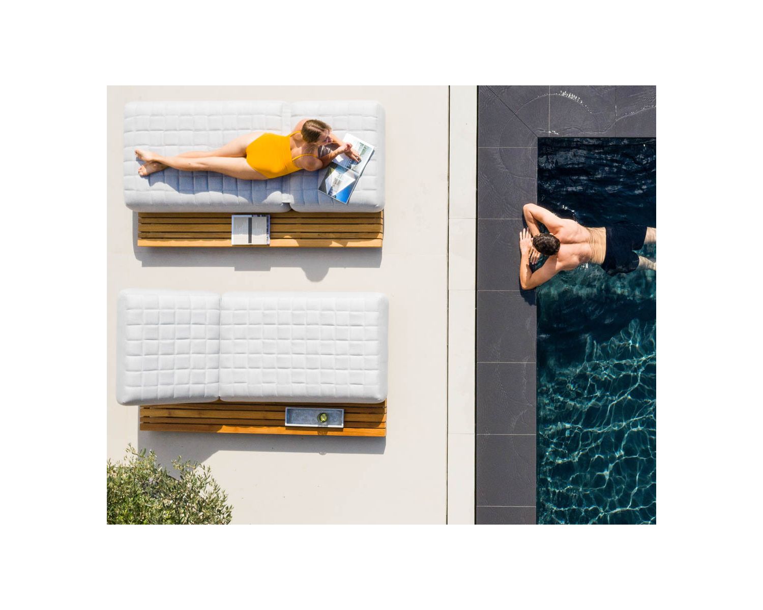 Tablette d'agrément en teck pour bain de soleil "Lombok"