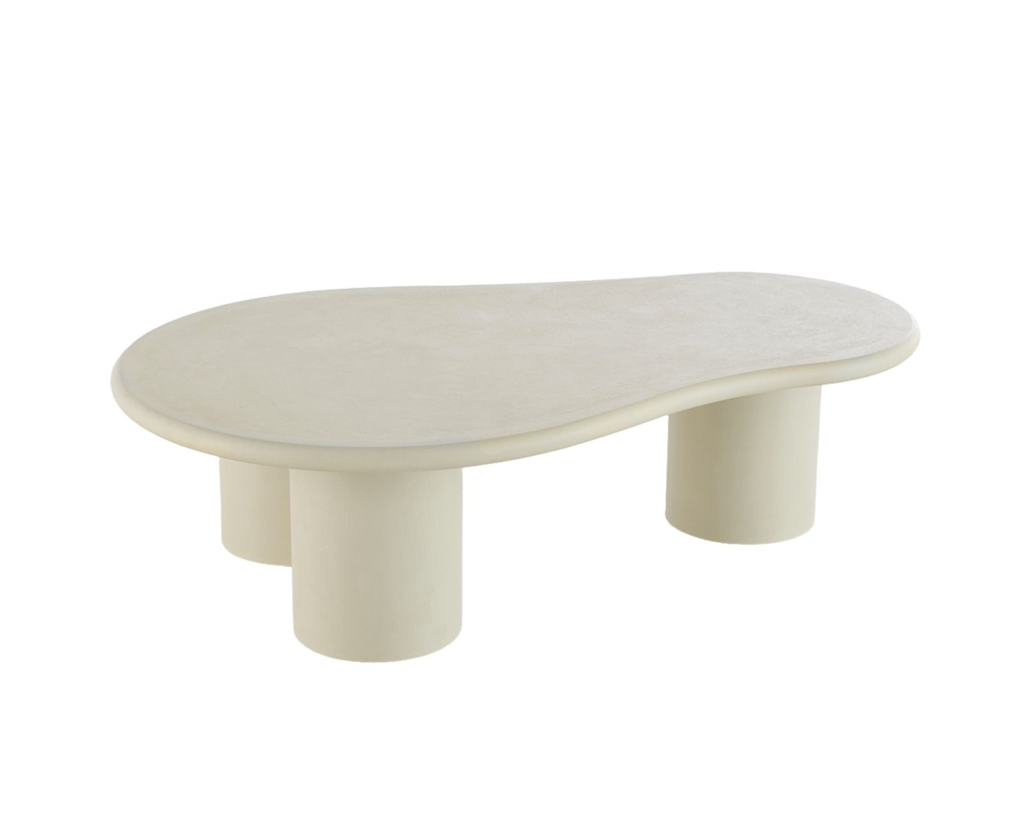 Table basse forme organique en micro-ciment teinté crème "Odyna"