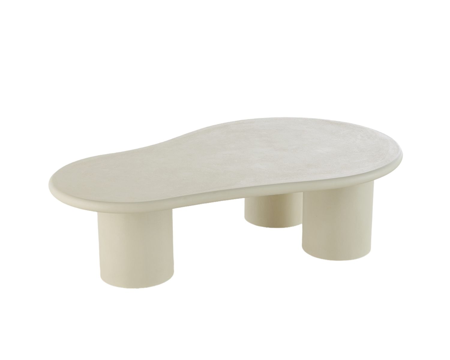 Table basse forme organique en micro-ciment teinté crème "Odyna"