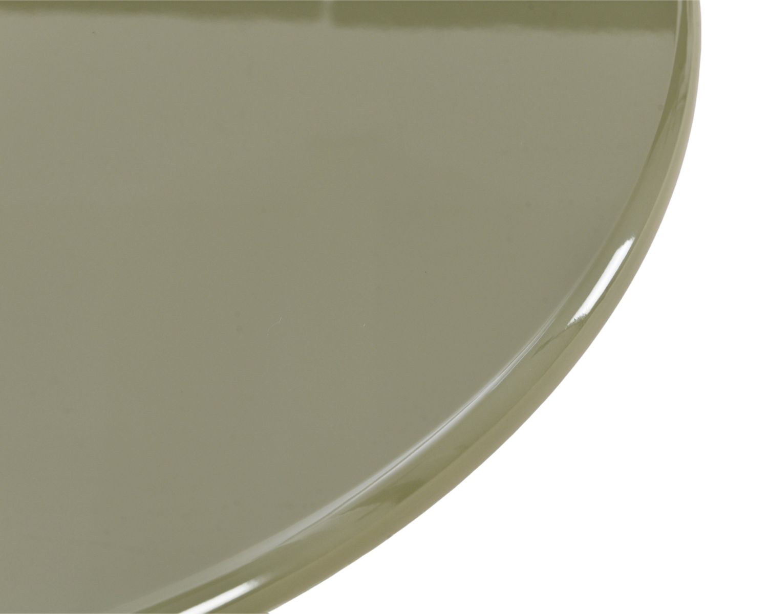 Table basse ronde 80 cm design minimaliste vert sauge laqué "Nalya" à pied central