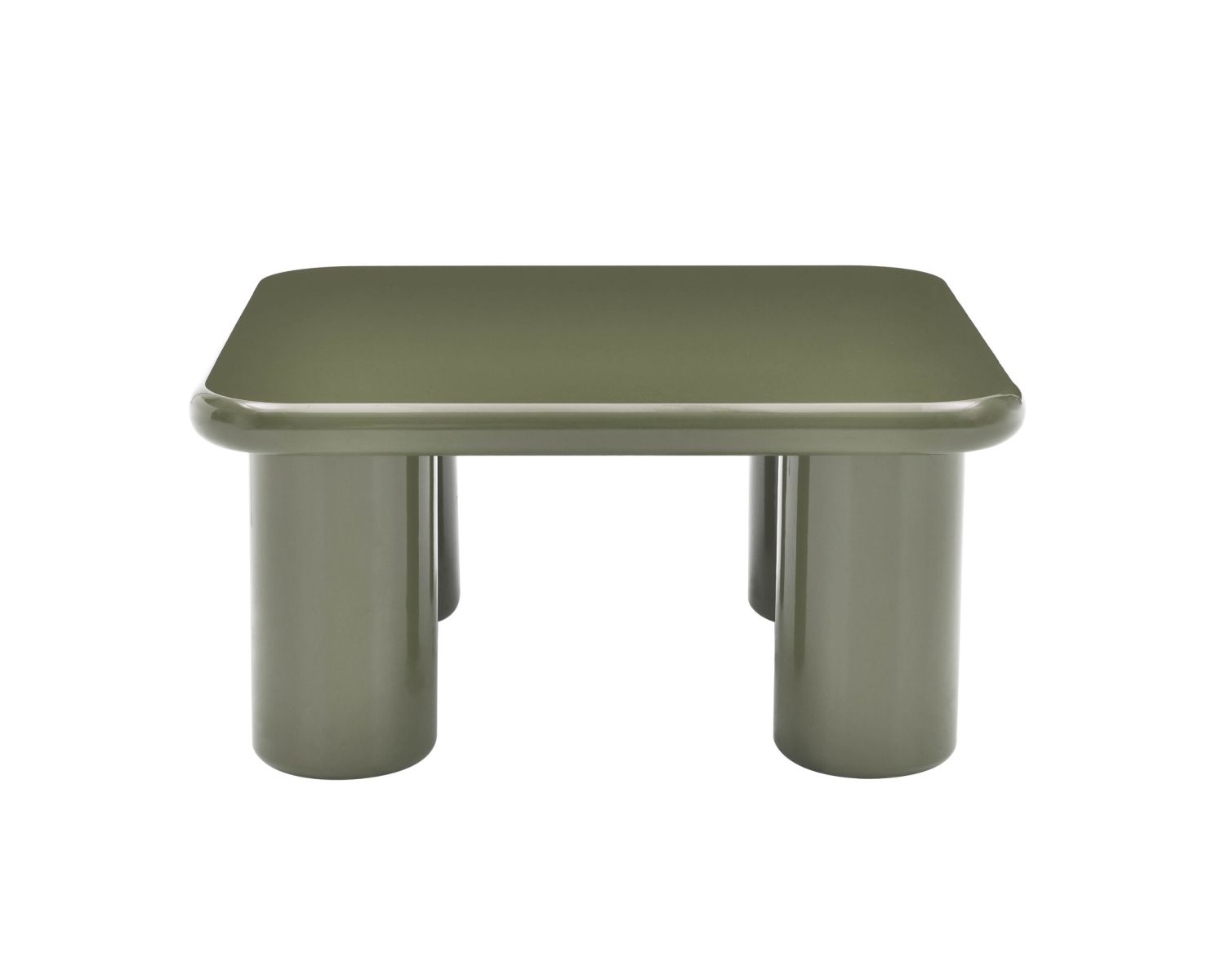 Table basse carrée 70 cm minimaliste vert sauge "Nalya" à piètement sculptural
