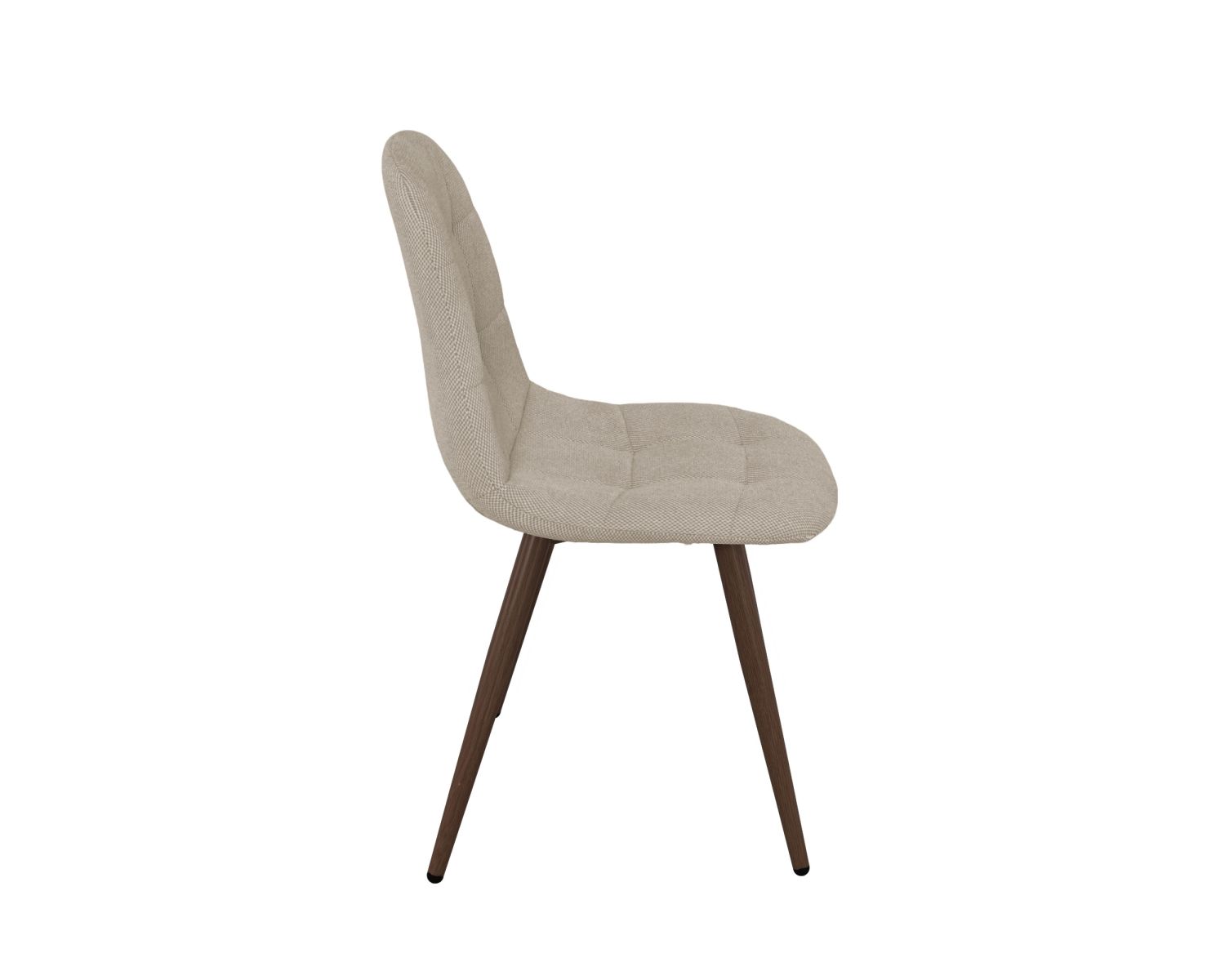 Lot de 4 chaises pivotantes rétro-contemporaines "Noma" en tissu grège chiné, pieds décor noyer