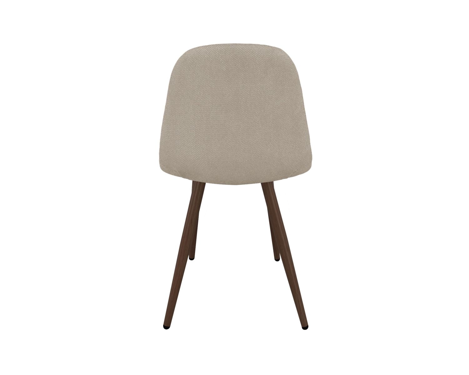 Lot de 4 chaises pivotantes rétro-contemporaines "Noma" en tissu grège chiné, pieds décor noyer