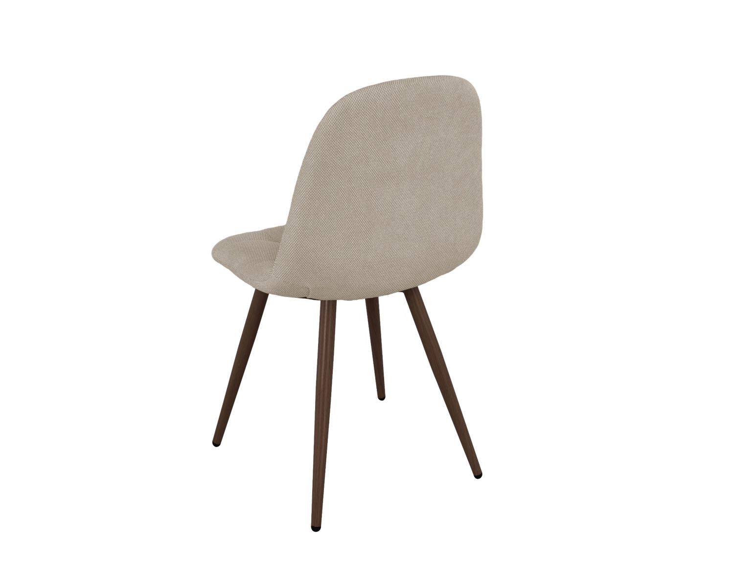 Lot de 4 chaises pivotantes rétro-contemporaines "Noma" en tissu grège chiné, pieds décor noyer