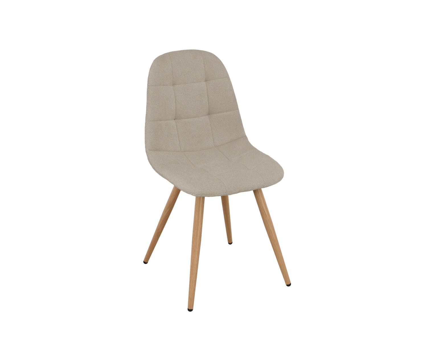 Lot de 4 chaises pivotantes esprit soft seating "Noma" en tissu grège chiné, pieds décor chêne