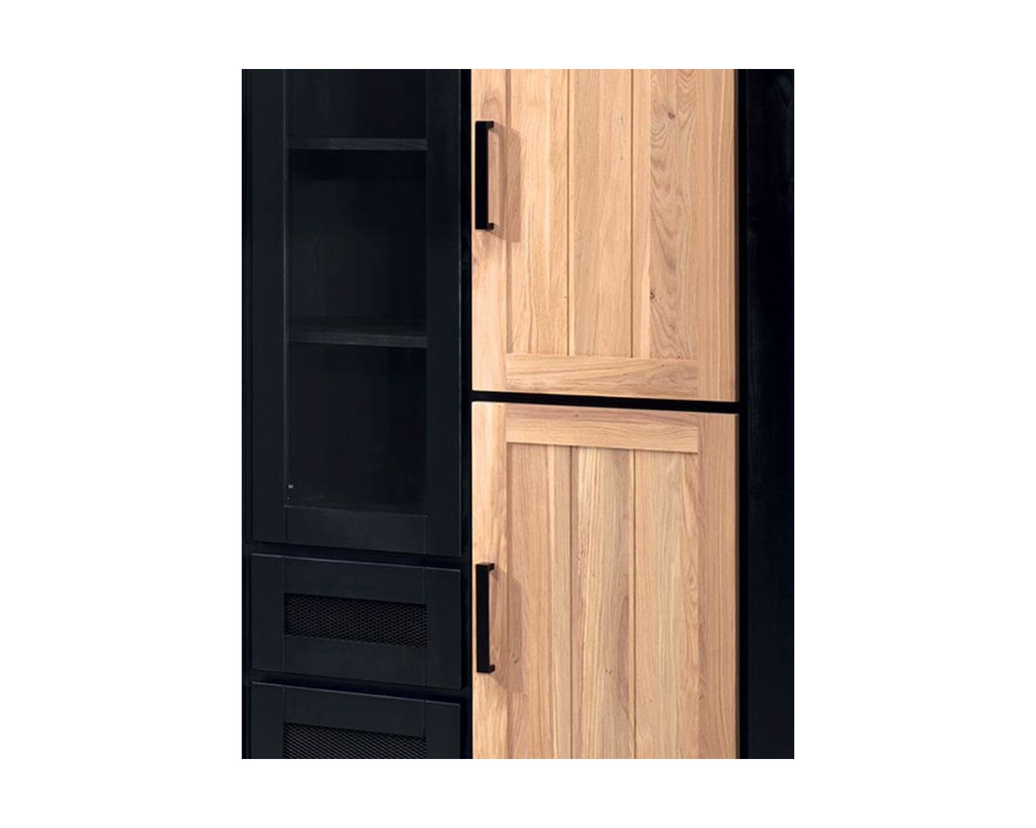 Buffet haut noir et naturel style loft bois et métal « Ashland »