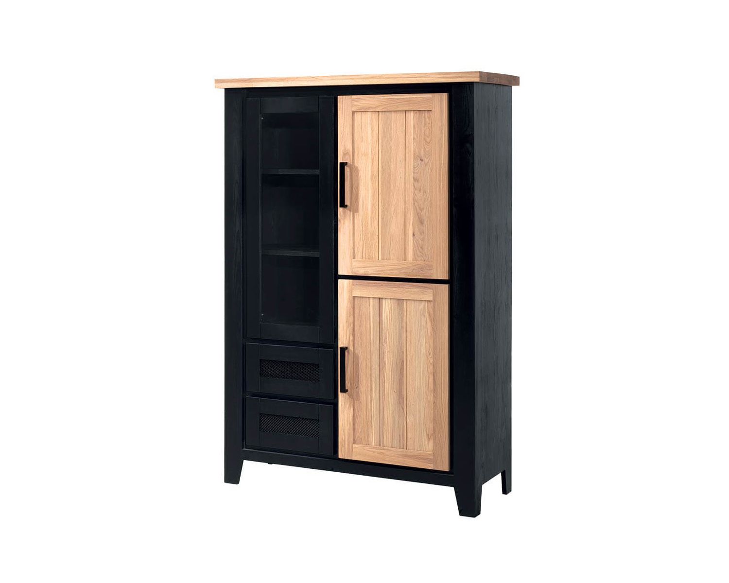 Buffet haut noir et naturel style loft bois et métal « Ashland »