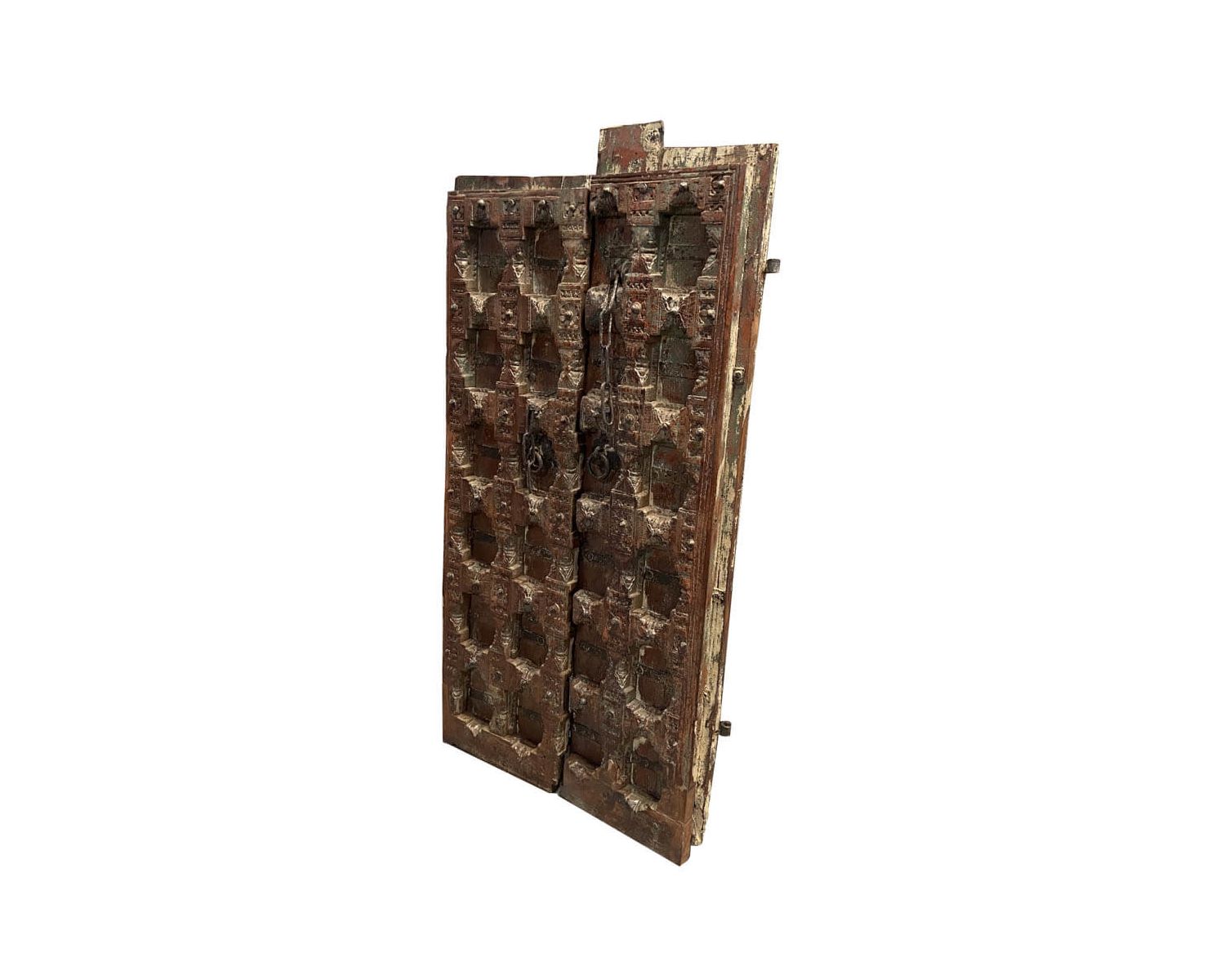 Porte indienne traditionnelle en bois massif et métal "Vieille porte"