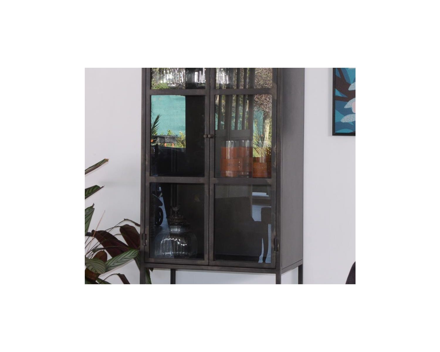 Vitrine style factory 2 portes métal noir et verre "Black Cook"
