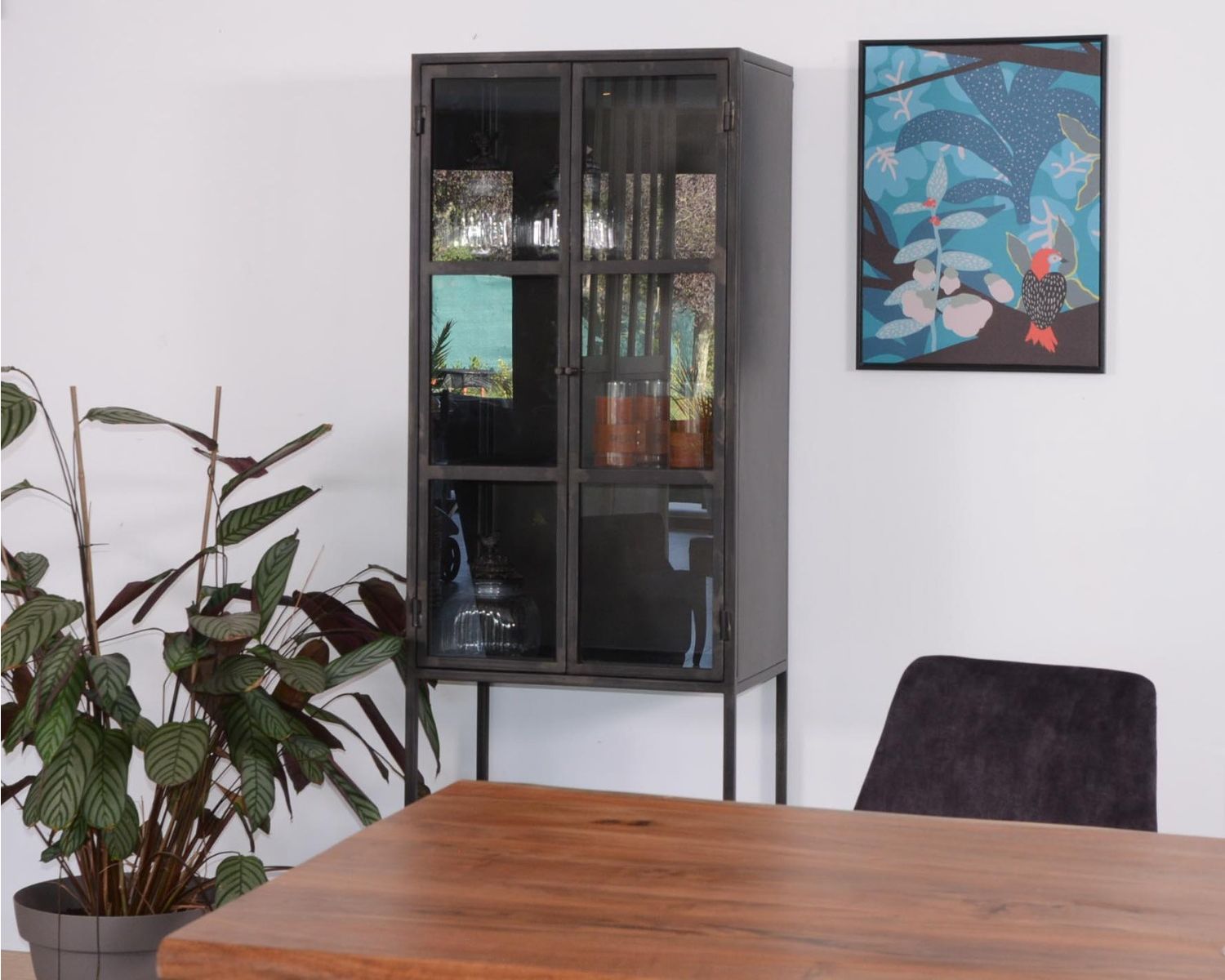 Vitrine style factory 2 portes métal noir et verre "Black Cook"