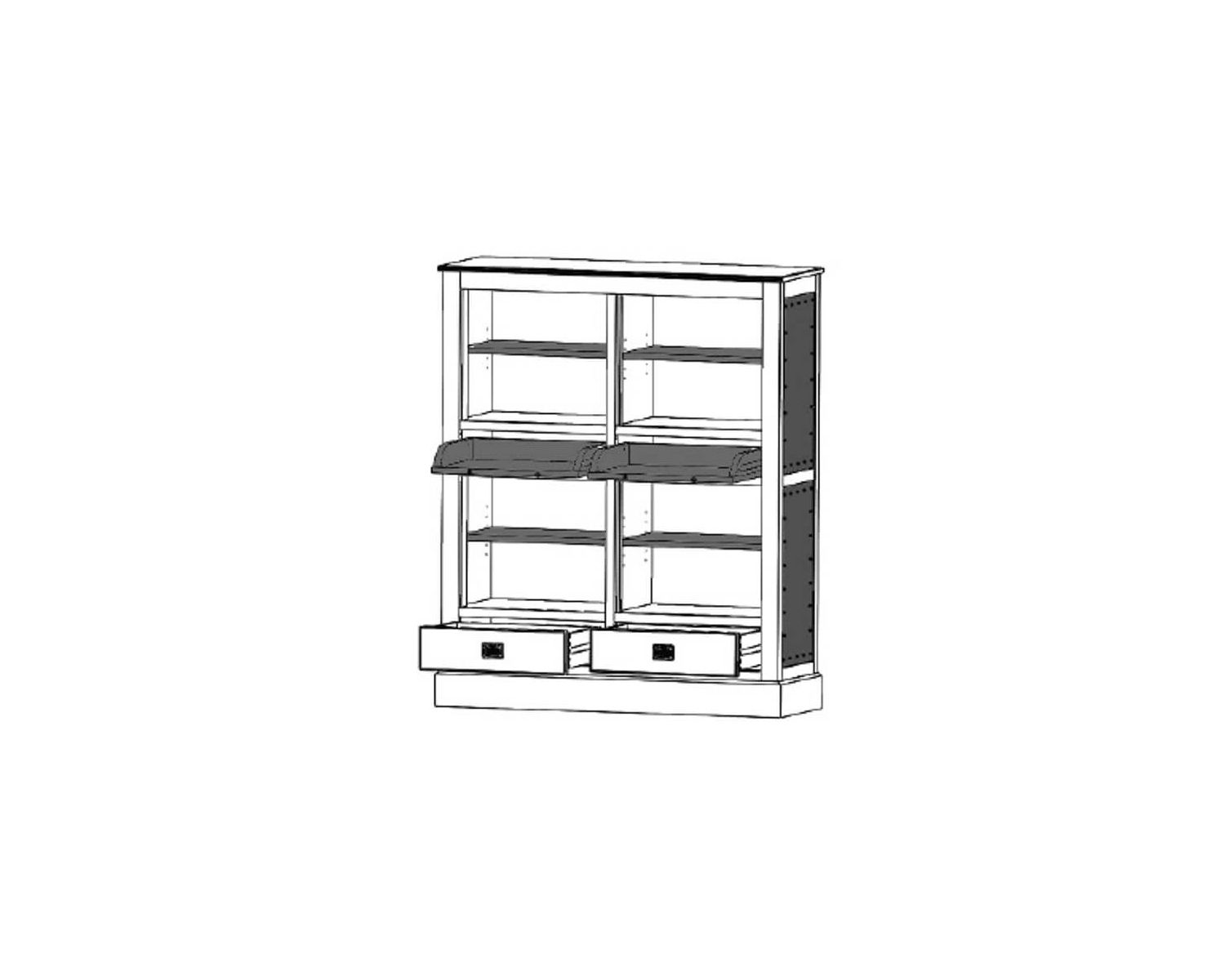 Vitrine 4 portes 2 bureaux coulissants "San Francisco" fer et bois