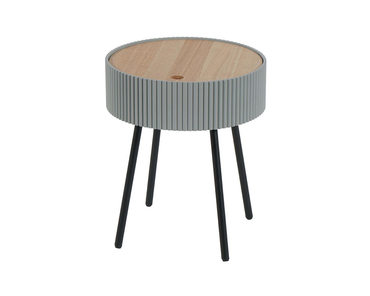 Bout de canapé avec coffre design rétro chic noir et gris "Wally"