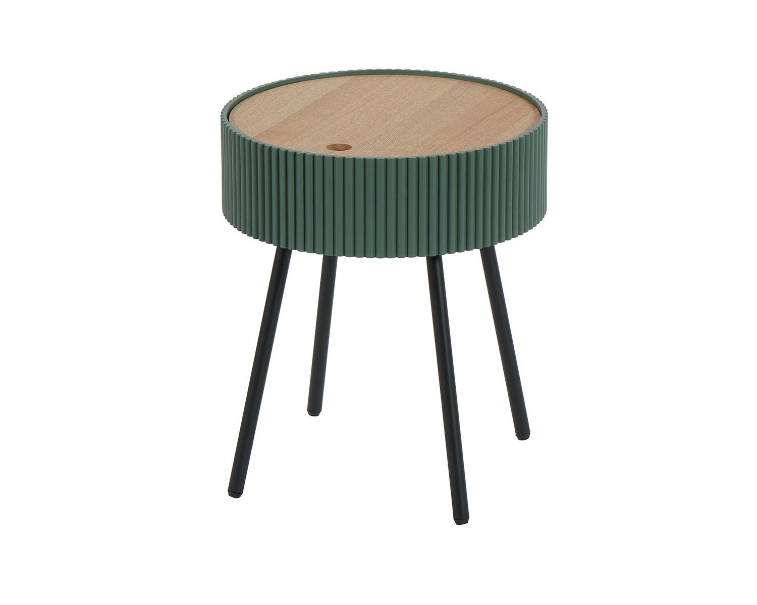 Table ronde scandinave verte et noire "Wally" avec coffre