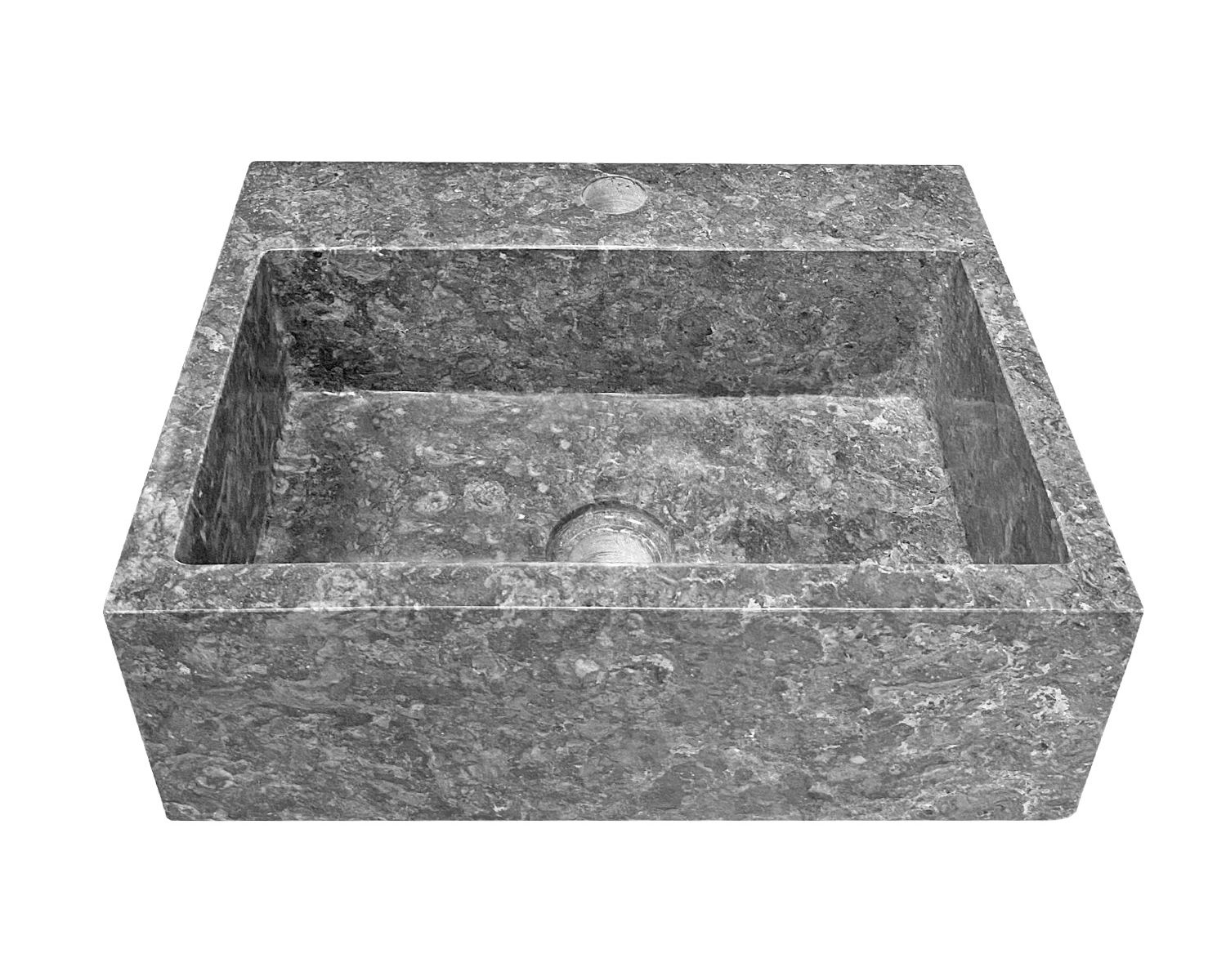 Vasque de salle de bain rectangulaire en marbre gris "Stone"