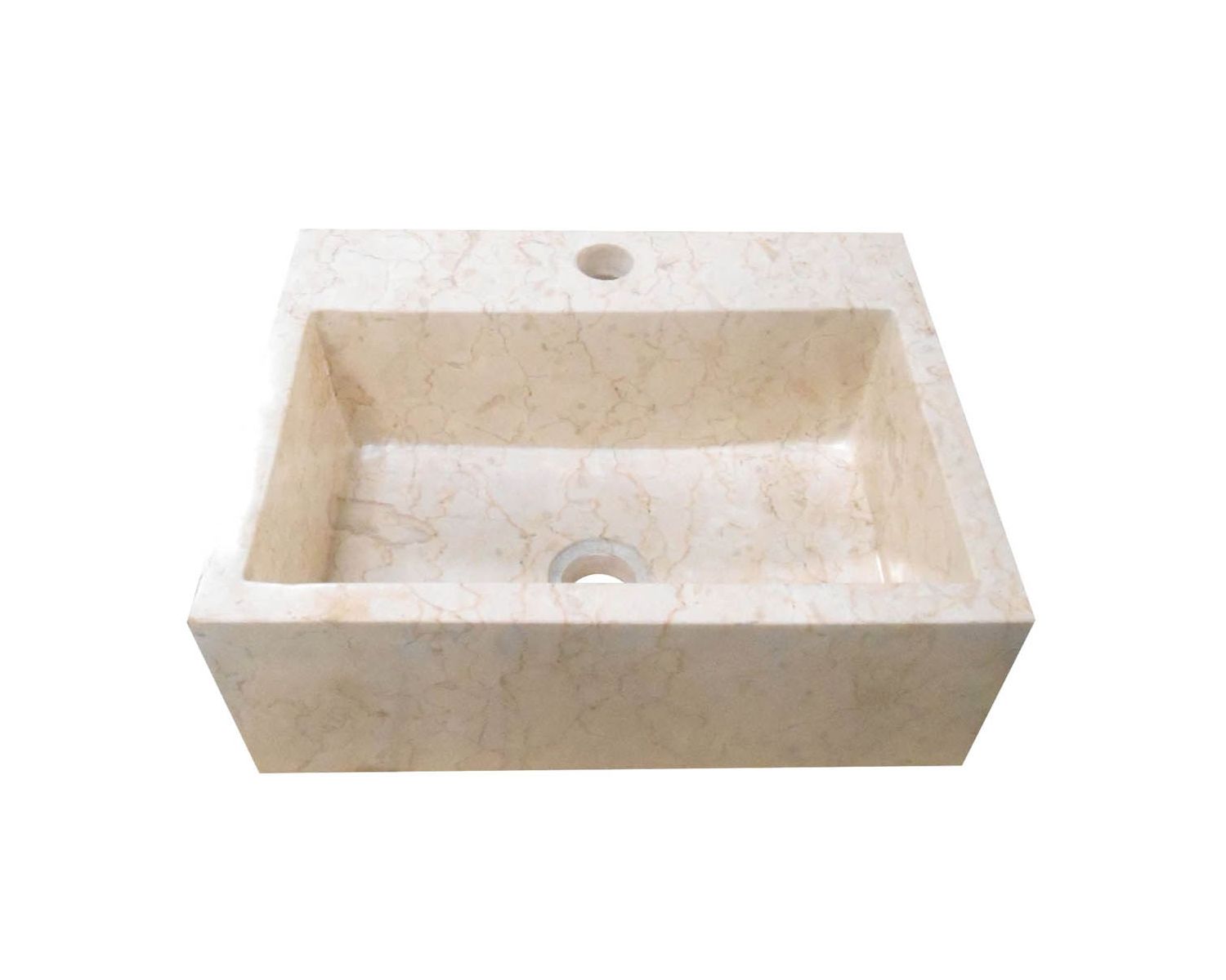 Petite vasque à poser rectangulaire en marbre beige "Stone"