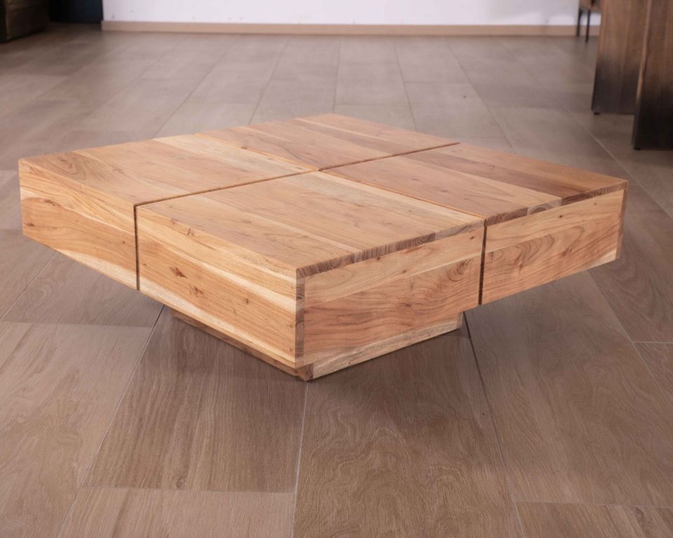 Table basse carrée contemporaine en bois massif "Pablo" - 8928