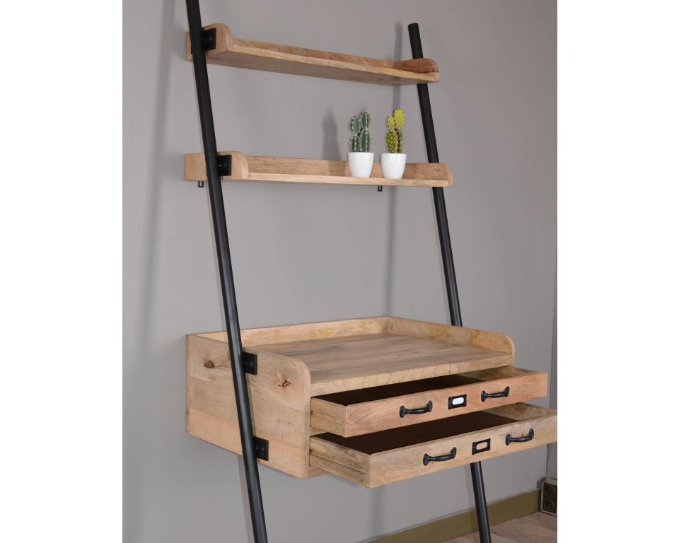 Etagère bureau à poser bois et métal type rack