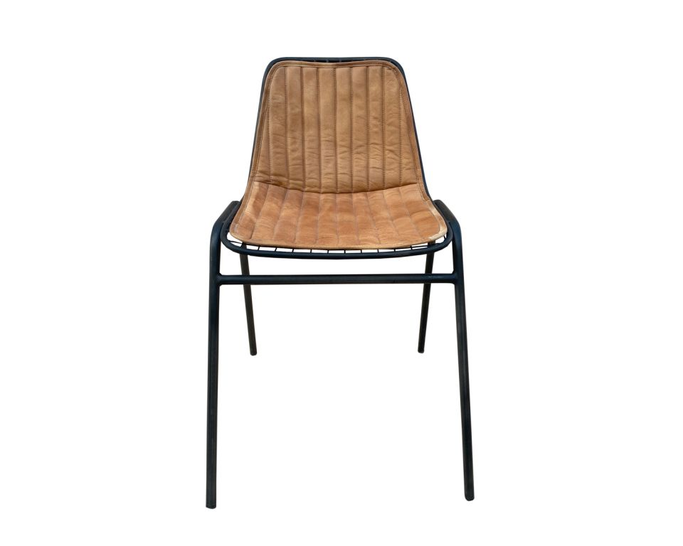 Lot de 4 chaises industrielles classiques cuir et métal style bistrot -  Made in Meubles