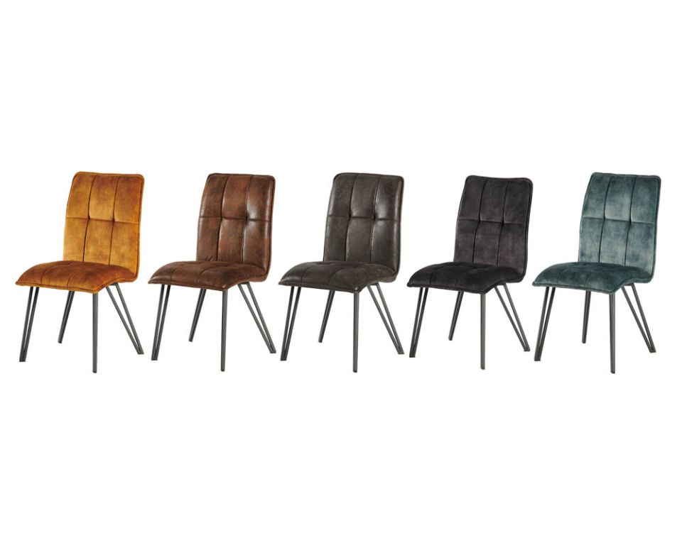 Lot 4 chaises rétro en tissu kaki et pieds noir Sando Casita - 9417