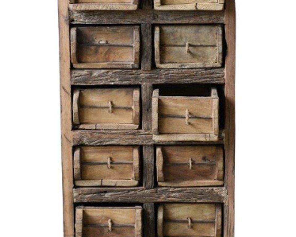 Ancien petit meuble de rangement en bois à 8 tiroirs