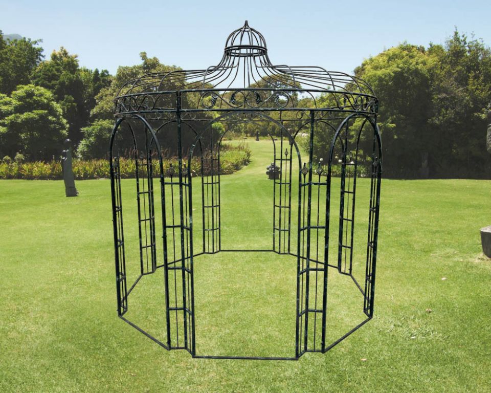 Gloriette de jardin XXL en fer forgé aspect vieilli "Rosy"