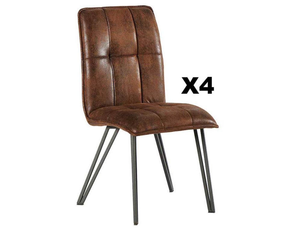 Lot 4 chaises vintage en velours noir et rouille Dina Casita - 8659