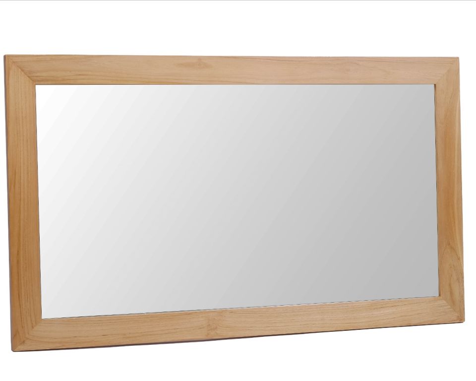 Miroir salle de bain rectangulaire en teck massif 120x70 cm - 9469
