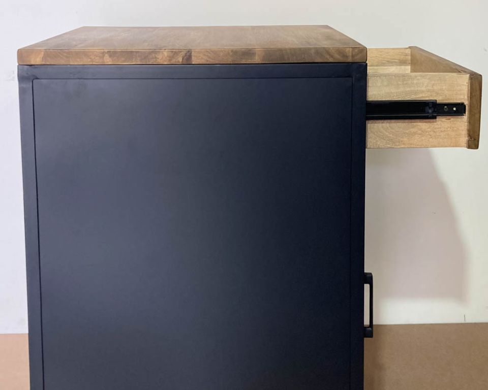 Meuble de cuisine industriel 3 tiroirs bois et métal Atelier - 8626