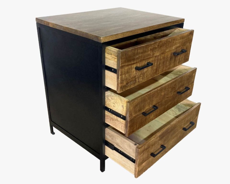 Meuble de cuisine industriel 3 tiroirs bois et métal "Atelier" - 8626