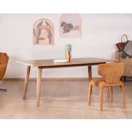 Table de repas extensible esprit rétro 180 cm en manguier massif naturel "Odely"