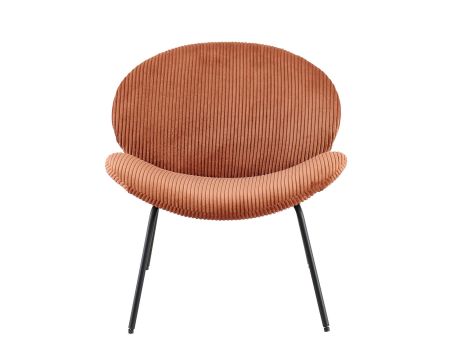 Fauteuil lounge design en velours côtelé rouille "Sonate"