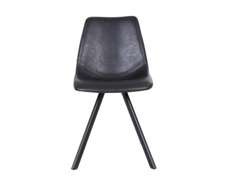 Lot de 2 chaises style moderne imitation cuir noir "Loin"