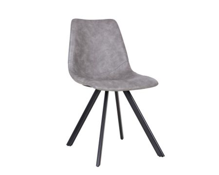 Lot de 2 chaises scandinaves grises et noir imitation cuir et métal "Loin"
