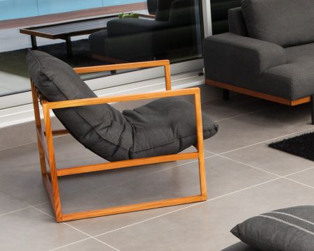 Fauteuil de jardin en teck et tissu Sunbrella "Maluku Island"