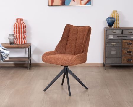 Lot de 2 chaises contemporaines en tissu terracotta "Webber" pied pivotant noir