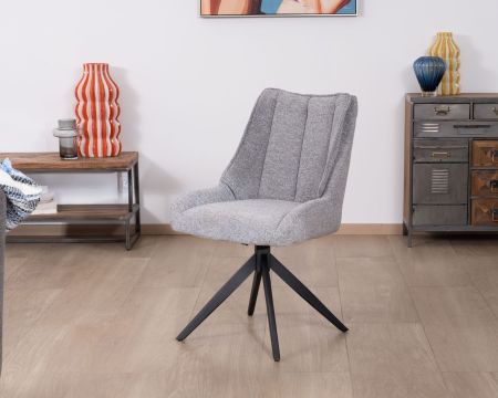 Lot de 2 chaises de repas pivotantes en tissu gris "Webber"