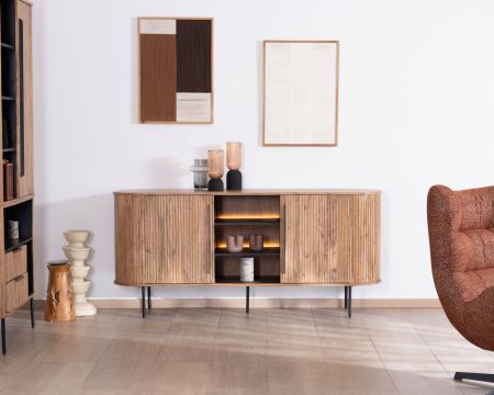 Buffet design rétro avec niches centrales "Bopee" avec éclairage LED