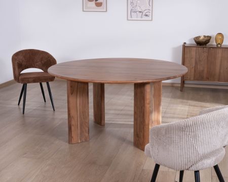 Table de repas ronde style japandi "Yona" 150 cm