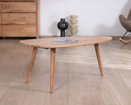 Table basse forme bateau style scandinave "Voluto" 110 cm en acacia massif