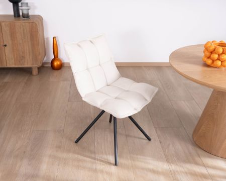 Lot de 2 chaises pivotantes 360° "Cassidy" design et matelassées en tissu blanc cassé