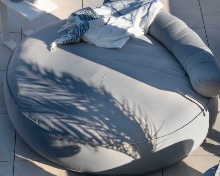 Bain de soleil rond ultra-moelleux gris clair diamètre 1m80 "Saint Tropez"