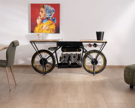 Console moto vintage ultra originale bois et métal noir "Crazy"