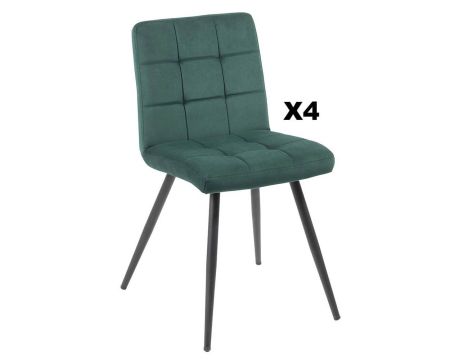 Lot de 4 chaises scandinaves tissu vert métal noir "Sando" Casita